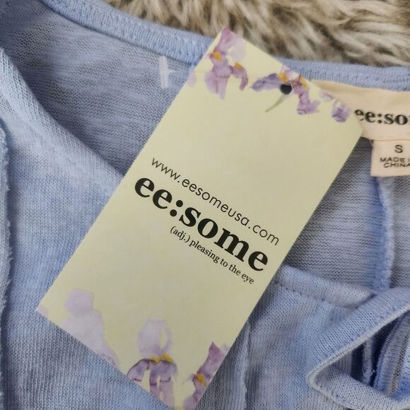 ee:some Pleated Flutter Sleeve Flowy‎ Blouse Baby Blue NWT Women's Size Small - Picture 6 of 10